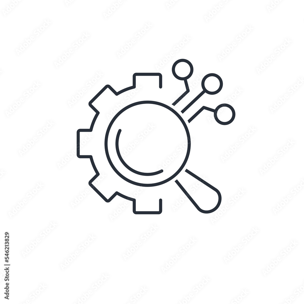 Poster electronic search tool . vector linear icon isolated on white background.
