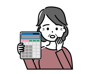 計算機を持って困っている高齢女性