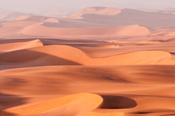 View over the rolling sanddunes in the Namib desert in the vicinity of Swakopmund, Namibië at...