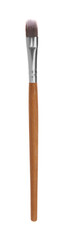 Makeup brush with wooden handle isolated on white