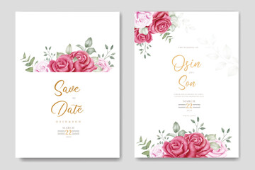 Beautiful floral roses wadding invitation card