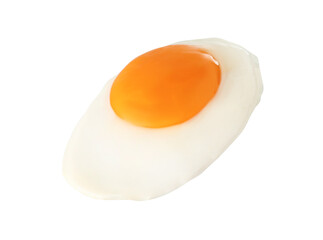 Tasty fried chicken egg isolated on white