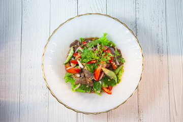 Beef Salad, Thai style beef salad spicy dish.