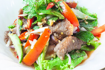 Beef Salad, Thai style beef salad spicy dish.