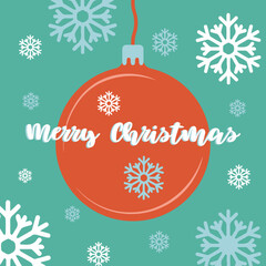 Christmas card with christmas balls and snowflakes