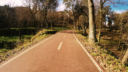 Point of view shot of riding a bicycle