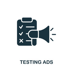 Testing Ads icon. Monochrome simple Neuromarketing icon for templates, web design and infographics