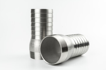 Stainless pipe adapter to tube isolated on white background