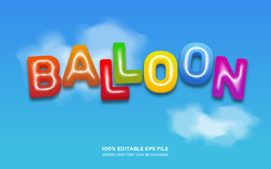 colorful Balloon 3D editable text style effect	