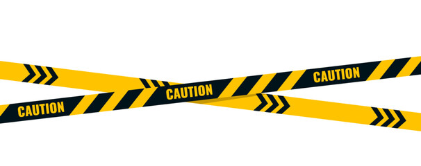 Caution tape. Caution yellow warning lines isolated on white. Vector illustration