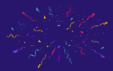 Confetti burst background. Festive backdrop. Party design with colorful confetti. Vector illustration