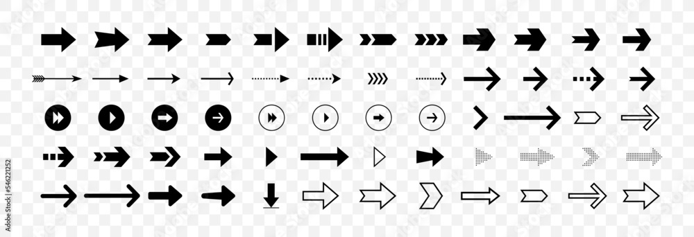 Poster Arrow icons isolated. Set different arrows or web designs. Vector illustration
