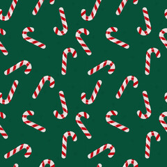 Christmas candies. Seamless vector pattern. Festive New Year illustration in flat style.