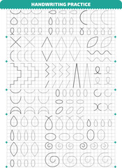 Educational worksheet for preschoolers with different tracing lines for writing study.