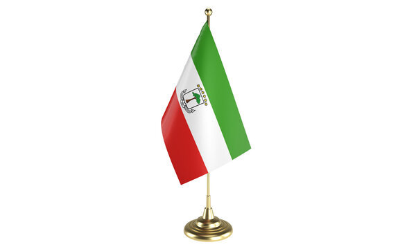 Equatorial Guinea table flag on white background, 3d rendering, isolated