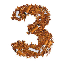 Number 3 made of cigarettes