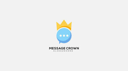 king crown talk chat bubble logo vector icon illustration
