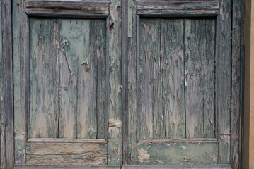 old turquoise wooden door, close up, background