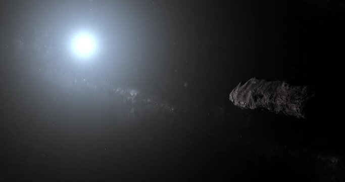 Oumuamua, interstellar object, orbiting in the outer space
