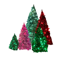 Group of glittery illuminated Christmas trees