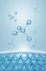 DNA on Saggy skin cells, Skin Repair, moisturizer, collagen serum, advertising background ready to use, 3D rendering
