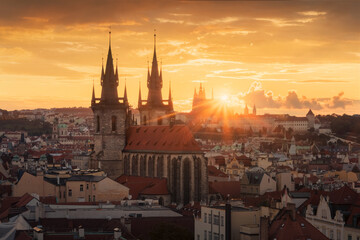 Church of Our Lady before Tyn in sunset light