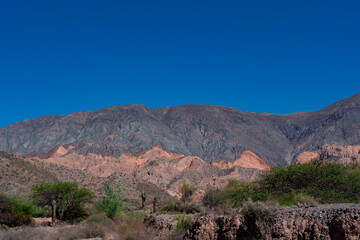 Rock formation, Salta, Argentina. The multi-colored geology of the Quebrada de Cafayate. Northwest Argentina