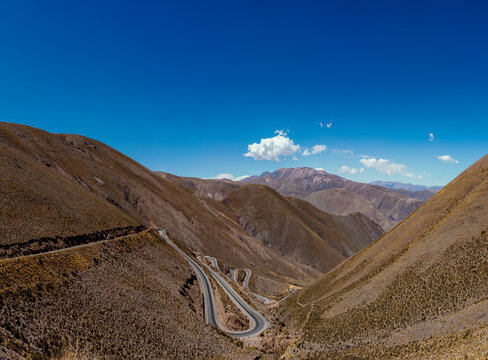 Road through the province of Salta from Salta to Cafayate through the quebrada de las conchas, northern Argentina. The dust road of route 40