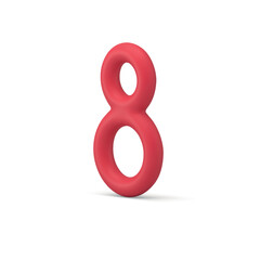 Red eight balloon birthday age anniversary number women's day decor element 3d icon realistic vector