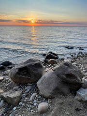 Sunrise over Lake Khanka in October. Russia, Primorsky Krai