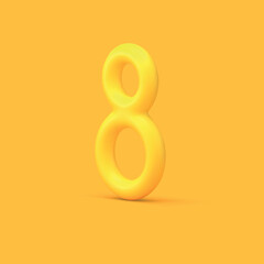 Fototapeta na wymiar Eight yellow number holiday event balloon decor element 3d icon realistic vector illustration
