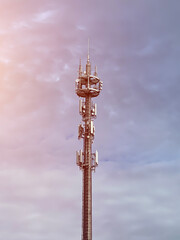LTE/5g tower view from the ground. Concept of the modern telecommunication technologies.