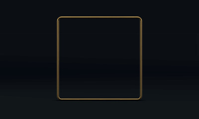 Fototapeta premium Golden frame symmetric squared construction 3d decor element for presentation realistic vector