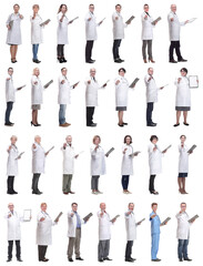 Obraz premium full length group of doctors with notepad isolated