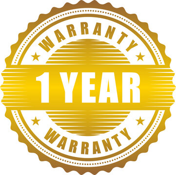 1 year warranty golden badge isolated on white background. warranty label