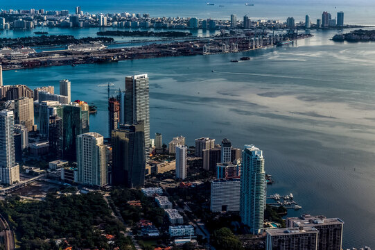 Aerial view of Miami ocean Florida, USA