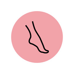 foot care icon, massage foots, body health, thin line web symbol on pink background vector illustration eps10