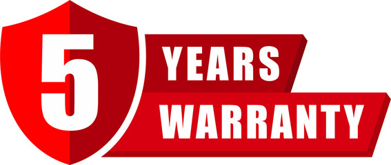 5 year warranty stamp badge isolated, warranty label