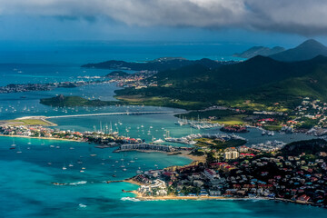 View of nature of Caribbean sea and islands