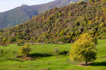 A country landscape in the Ligurian hinterland, in La Spezia province, in autumn, Italy