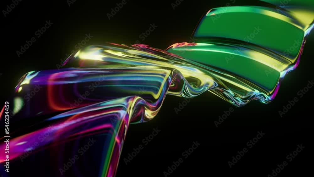 Poster abstract neon wave surface. wavy color line. liquid multicolored glowing curved wavy line. neon cybe