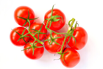 Vine tomatoes on a white background