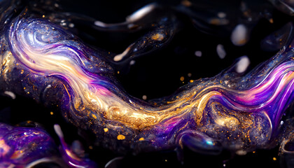 Colorful abstract galaxy liquid powder effect. Wallpaper graphic design.