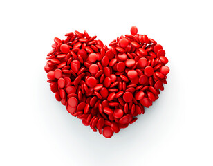 Obraz na płótnie Canvas Heart shape red milk chocolate candies on white background 3d illustration