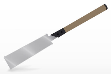 Japanese Saw. Vector Hacksaw Isolated Illustration. Handsaw Carpenter Tool, Wood Cutting Equipment