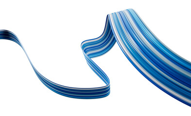 Abstract Blue ribbon on white background 3d illustration