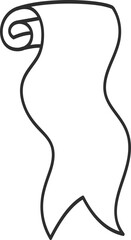 Hand drawn outline banner. Elegant hand drawn contour banner with curved shapes and swirl ribbon isolated for retro style design templates