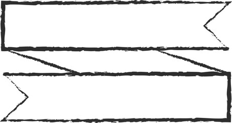 Chalk stroke blank label ribbon vector illustration. Vintage design white chalk style ribbon labels or curved scroll flags with blank space for premium offer advertising or celebration marketing