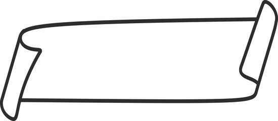 Hand drawn outline banner. Elegant hand drawn contour banner with curved shapes and swirl ribbon isolated for retro style design templates