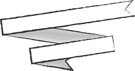 Chalk stroke blank label ribbon vector illustration. Vintage design white chalk style ribbon labels or curved scroll flags with blank space for premium offer advertising or celebration marketing